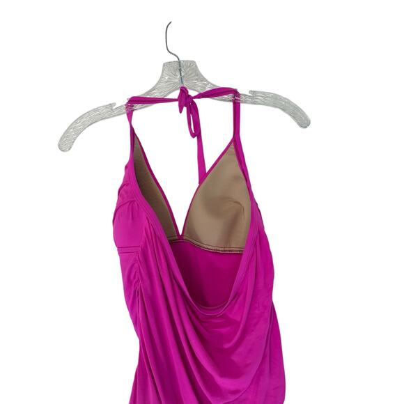 La Blanca Pink Swim Beachy Island Goddess Halter Tankini Swimsuit Top Size 8 - Picture 7 of 10
